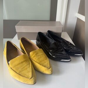 Franco Sarto Yellow Suede and Wishbone Pointed Loafers-2 pairs One price